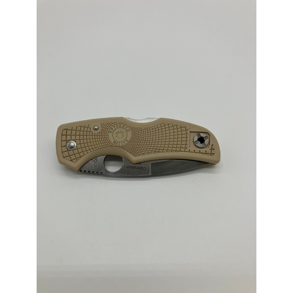 Spyderco Native 5 Lightweight Folding Knife Tan Operation Iraqi Freedom - Picture 3 of 11